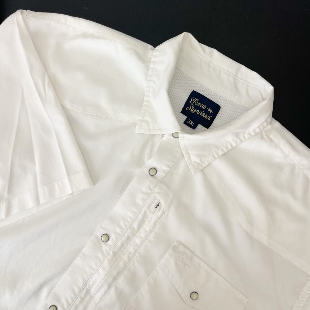 Texas Standard Western Field Shirt Mens 3XL White Pearl Snap Short Sleeve Vented